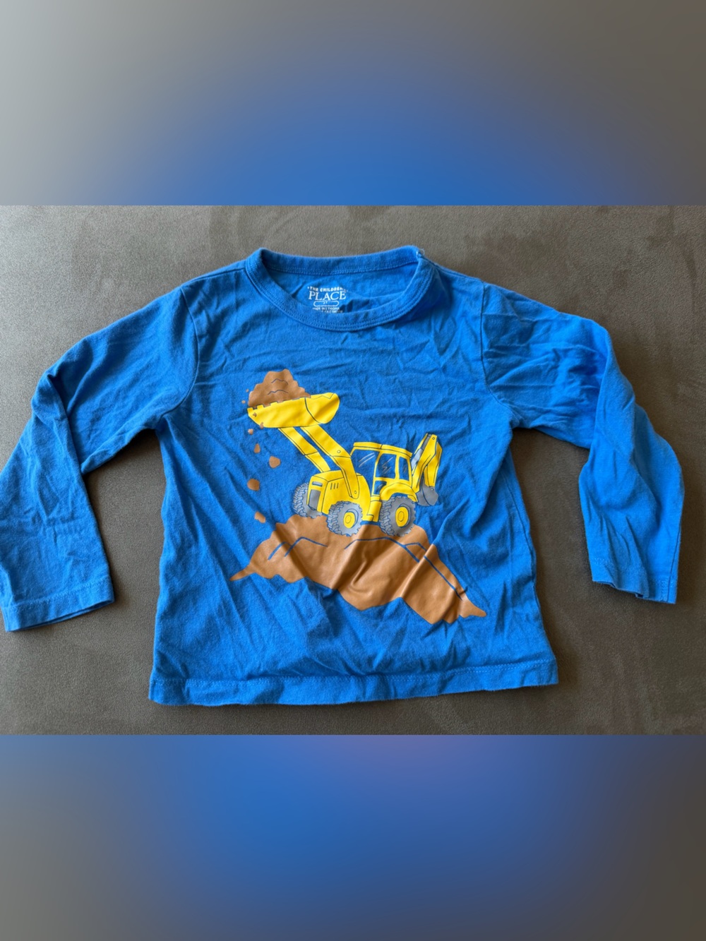 The Children's Place Blue Long-Sleeve Tee with Yellow Bulldozer